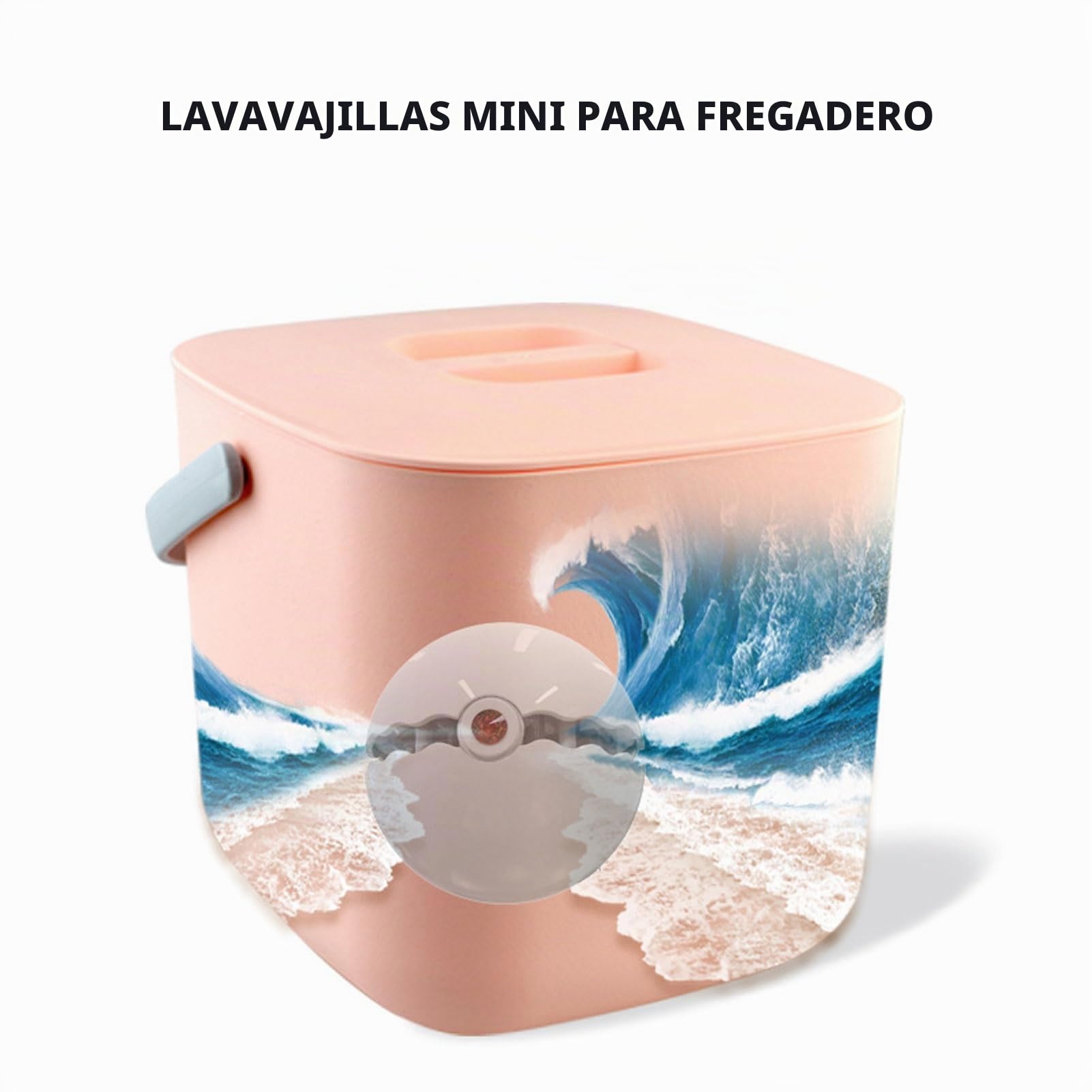 Mini Lavavajillas Portátil con Fregadero , Lavavajillas Eficiente para Cocina Casera con Modo Interactivo (Cubo Rosa)