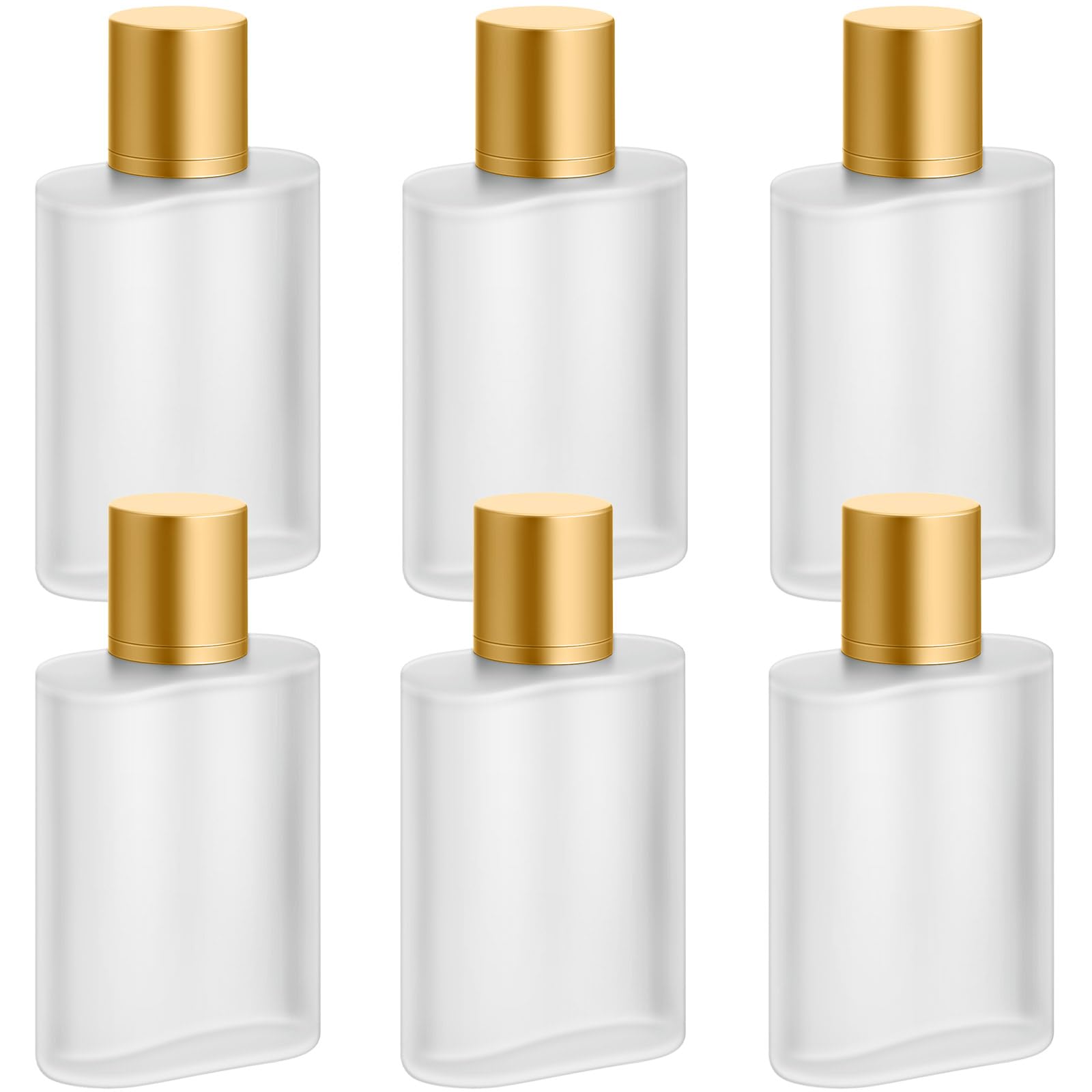 6 Pcs Perfume Bottles Empty Frosted Glass Spray Bottles 100ml Refillable Atomizer Perfume Dispenser Fine Mist Atomizer Cosmetic Make up Container for Women Men Travel Essentials, Gold
