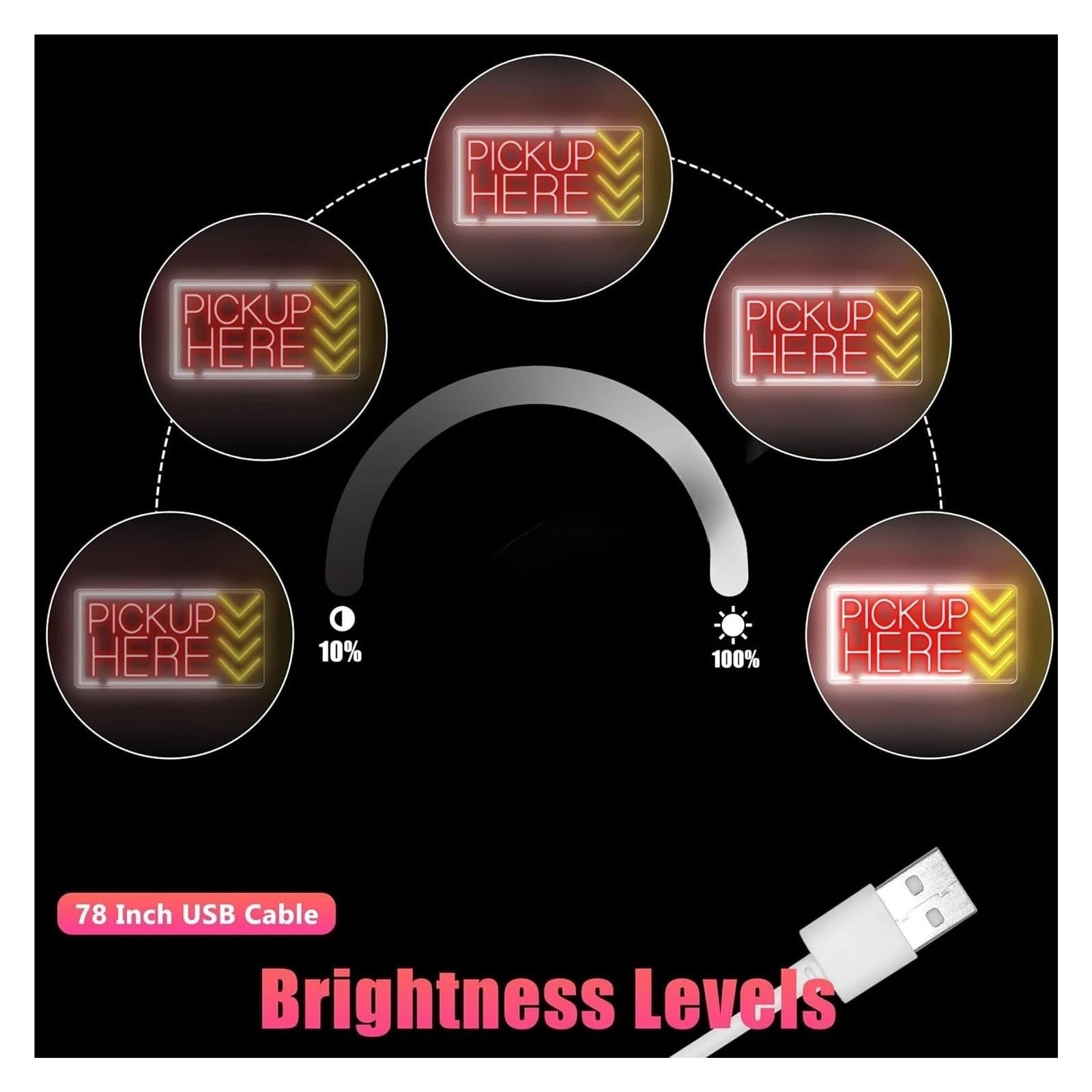 Wiszące neony artystyczne Pick Up Here Neonowe Światło LED Ściemnialne Do Baru, Klubu, Hotelu, Sklepu, Kawiarni, Biura, Dekoracji, Sztuki, Biznesu, Zasilania Przez USB, 42cmx22cm