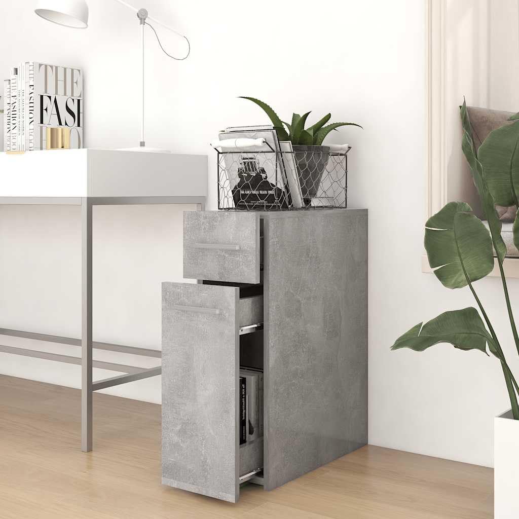 Apothekerschrank 20x45,5x60 cm Betongrau, Schmaler Küchenschrank aus Holzwerkstoff, Kompakter Vorratsschrank für Haushalt und Küche