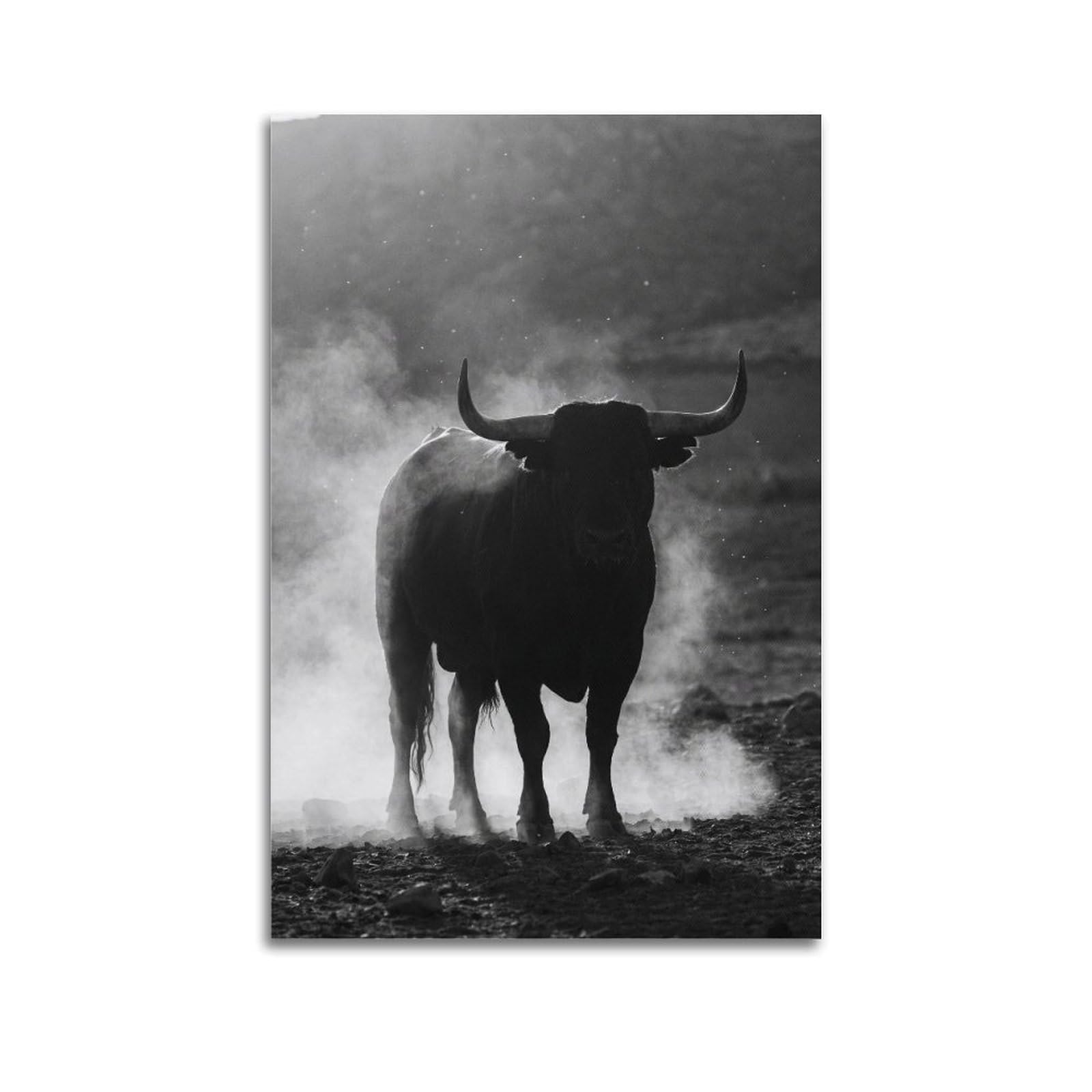 XKUGA Western Rodeo Animal Poster Black Bull Silhouette Dust Modern Decorative Canvas Prints - Ideal Wall Art for Family, Man Cave, Game Room, Boys & Girls Bedroom 20x30inch(50x75cm)