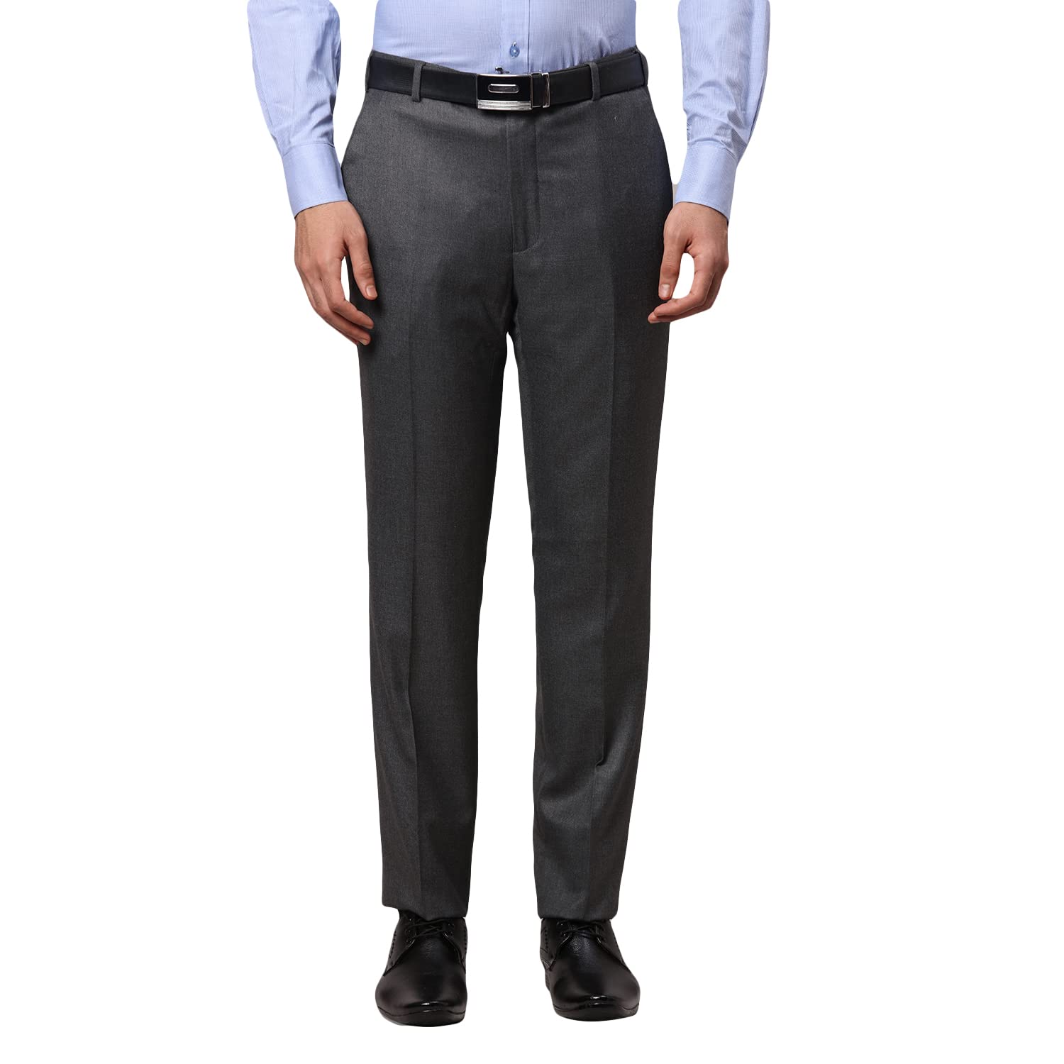Men's Polyester Blend Structure Pattern Slim Fit Flat Front Formal Trouser