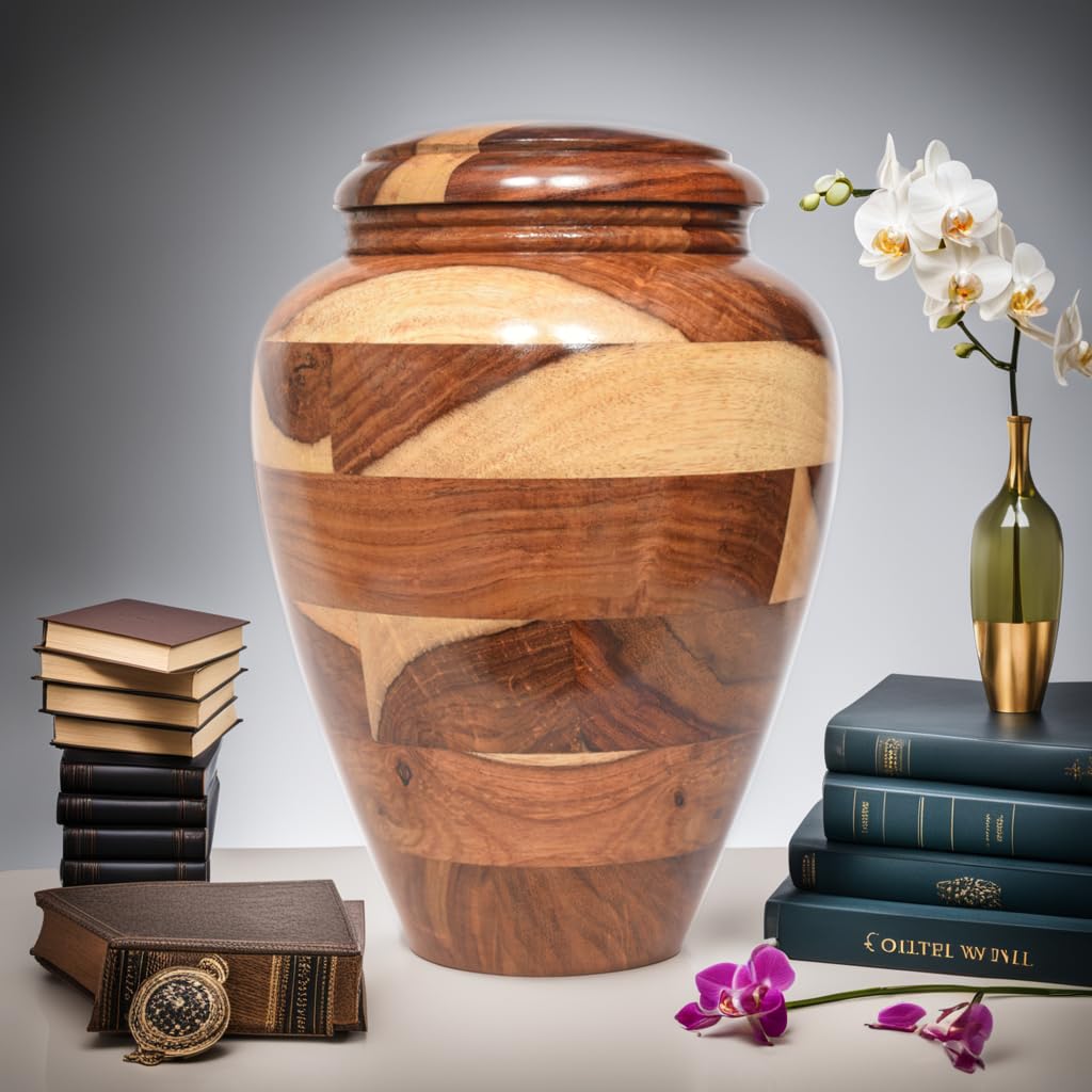 Prime Art Rosewood Tree of Life Wooden Urn Box for Adult Ashes (Large, 200Cu/Inch)