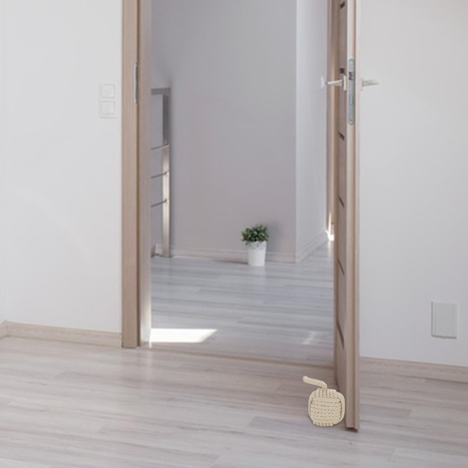 Acrux7 Confezione da 2 fermaporta quadrati da 14 x 14 cm, fermaporta decorativo nautico con maniglia, fermaporta interno ponderato in iuta per finestra, fondo della porta, mantiene la porta aperta