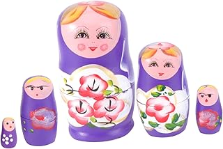STAHAD 5 Pçs Tinta Matryoshka Para Artesanato Em Madeira Brinquedos De Mesa De Água Bonecas De Aninhamento De Madeira Boneca Babushka Bonecas De Aninhamento De Natal