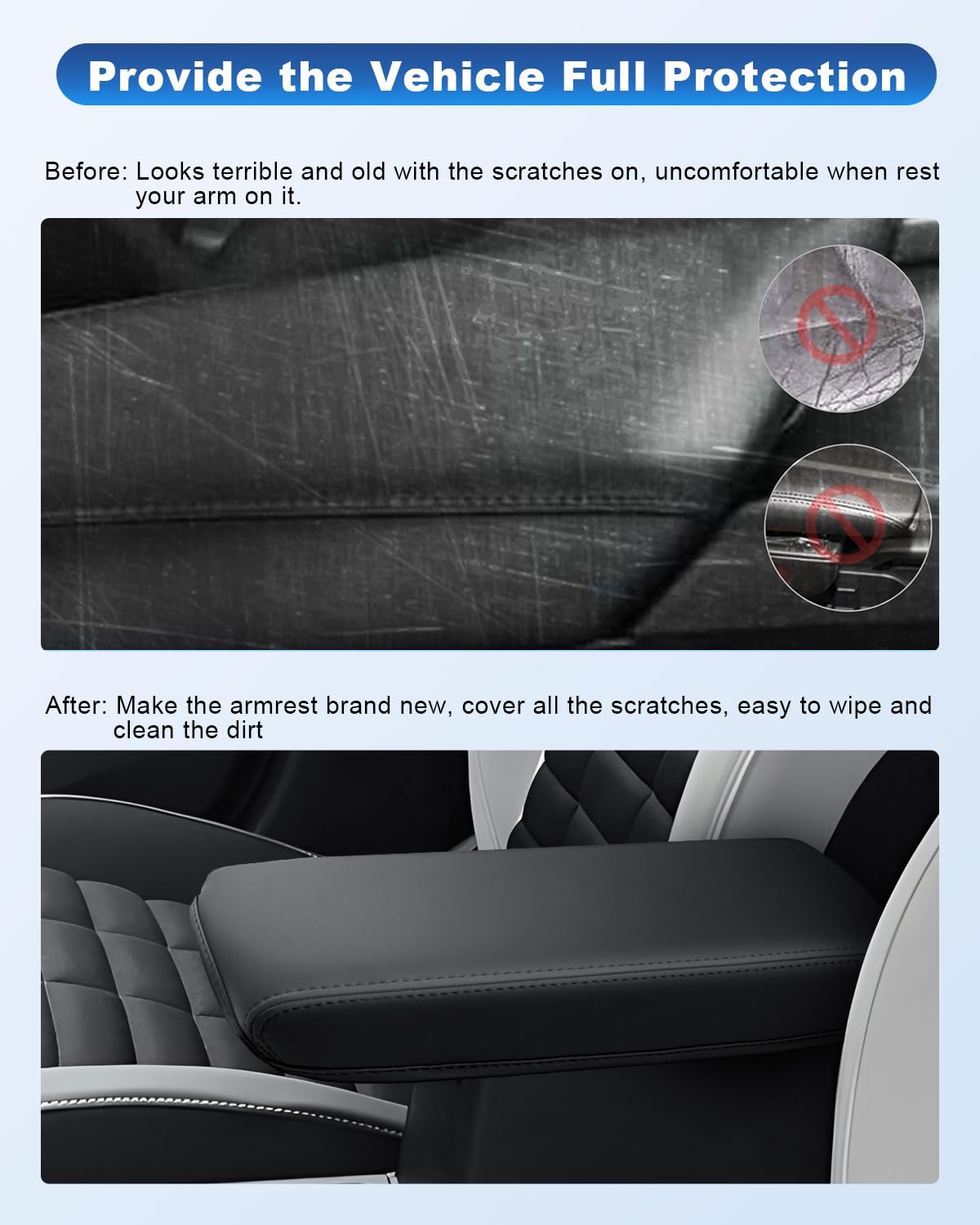 CDEFG Compatibile con Citroën C3 Aircross 2025 Facelift Bracciolo Centrale Bracciolo Copertura Protezione antigraffio Console Centrale Similpelle Bracciolo Box Cover Auto Accessori