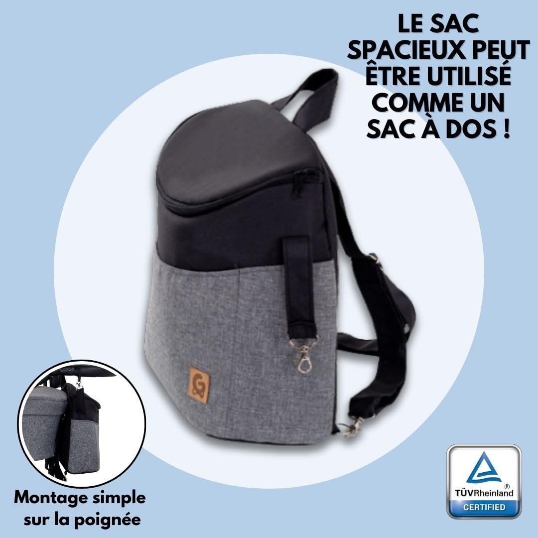Poussette combinée 3 en 1 Boston avec nacelle, siège-auto et accessoires, Landau Certificat TÜV, Noir
