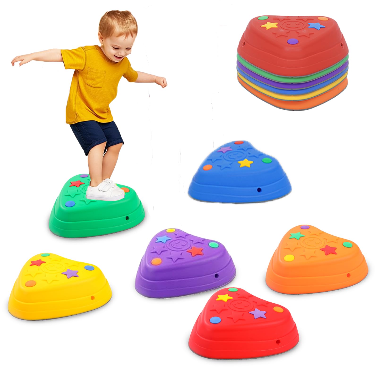 RORLAND Balance Stepping Stones for Kids Sensory Toy | Toddler Stepping Stone Set for Exercis Entertainment | "the floor is lava" Game for Indoor Outdoor | Ideal Gift for Children Aging 3-5 Year Old