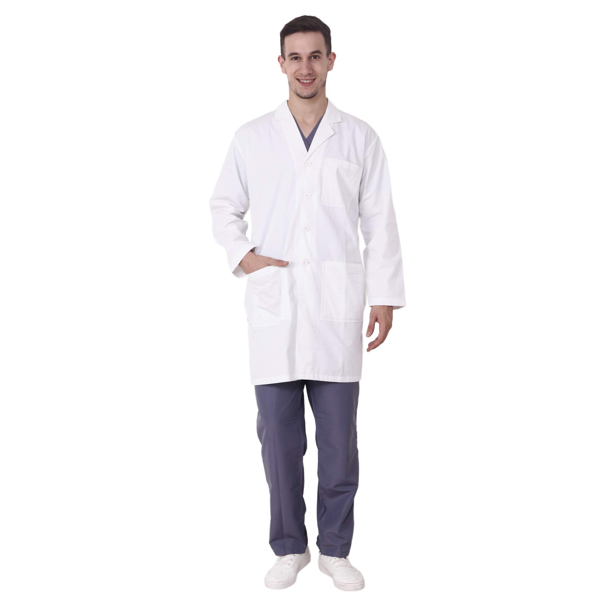 RANK INDIA Mens Cotton Polyester White Medical Lab Coat | Full Sleeve Lab Coat Ot Surgical Uniform For Doctor Compounder Hospital Unifrom Dress Size - L (White) (B01MQI76GT) Amazon Price History, Amazon Price Tracker