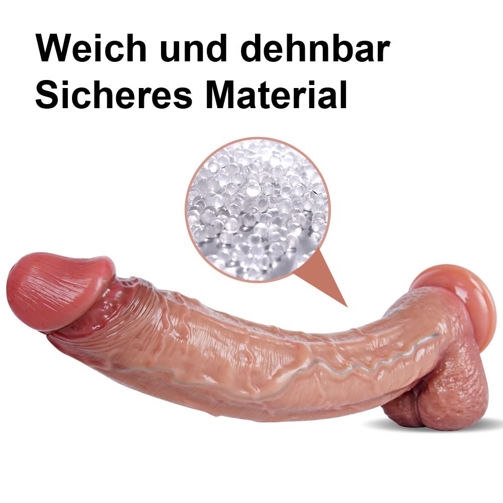 Dildo realistici XL da 32 cm,vita extra lunga come la pelle,dildo gigante grasso realizzato in silicone a doppia densità con grande ventosa,prodotto enorme, grande giocattolo spesso per le donne