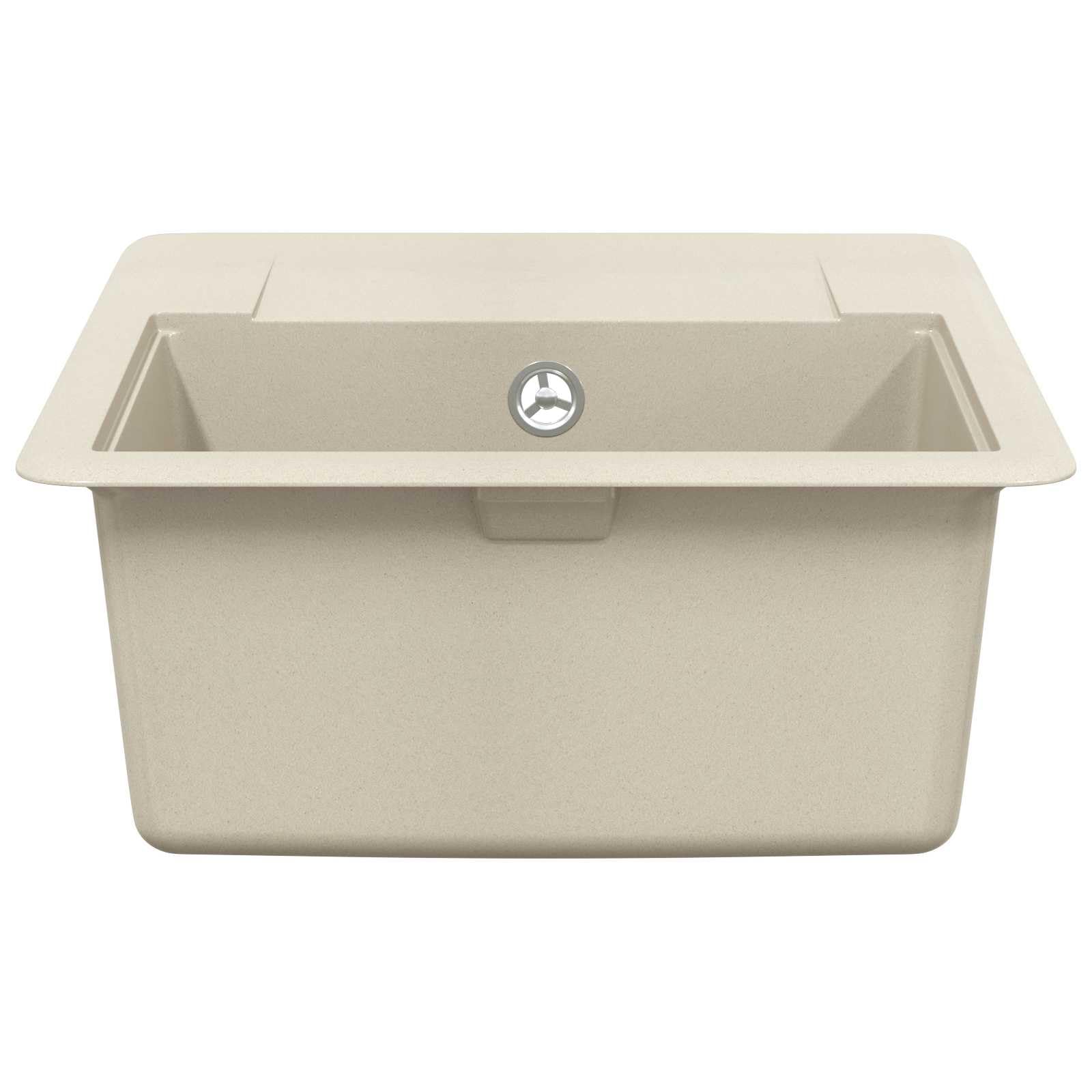 Lavabo Beige 560 x 460 mm de 80% cuarzo y 20% resina de granito Fregadero de cocina empotrable con juego de accesorios y filtro de desagüe, resistente al calor, resistente a los arañazos