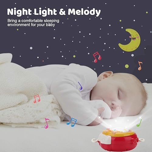Miniatura 4 de Mini Tudou Juguetes musicales para cuna móvil para bebés con proyector y luz, función de temporizador, cuna móvil con control remoto con caja de