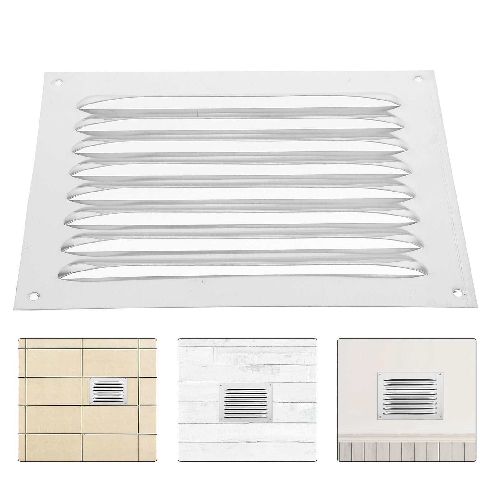 4 Piezas Rejilla Ventilación Cuadrada Acero Inoxidable Cubierta Retorno Aire Protección Exterior Fácil Instalación para Hogar Oficina