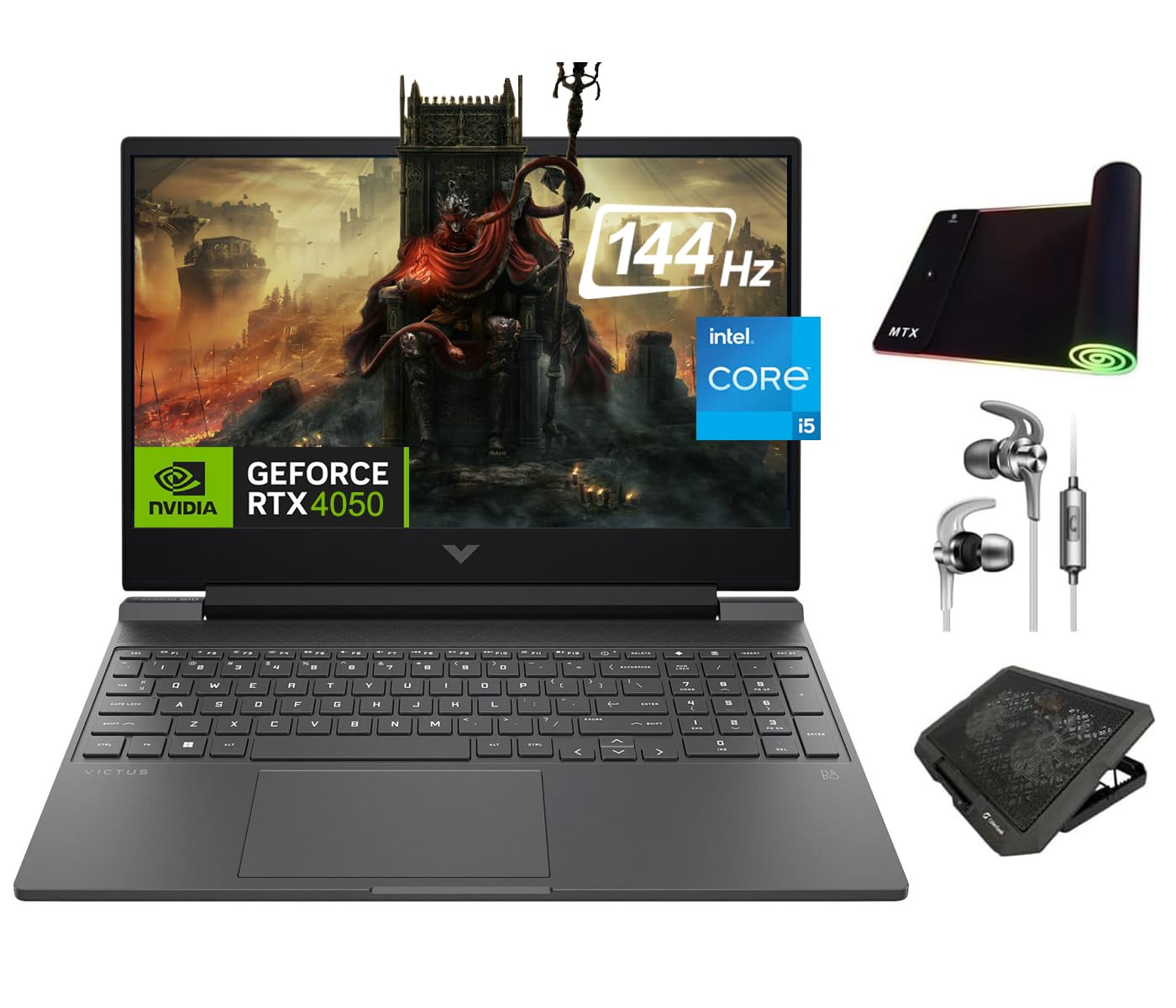 Victus Gaming Laptop, 15.6" 144Hz FHD, 8-Core Intel i5-13420H, NVIDIA RTX 4050 6GB GPU, 16GB RAM, 512GB SSD, Backlit KB, WiFi 6, Webcam, KeyPad, USB-C, 3-in-1 Essential Gaming Bundle, Win 11