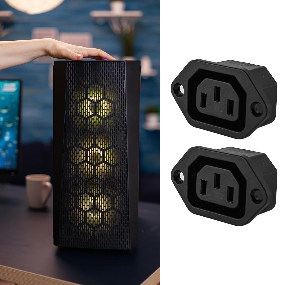 Gorise 2 Stück Kaltger?testecker Mit C14 Stecker 10A/250V Schwarz