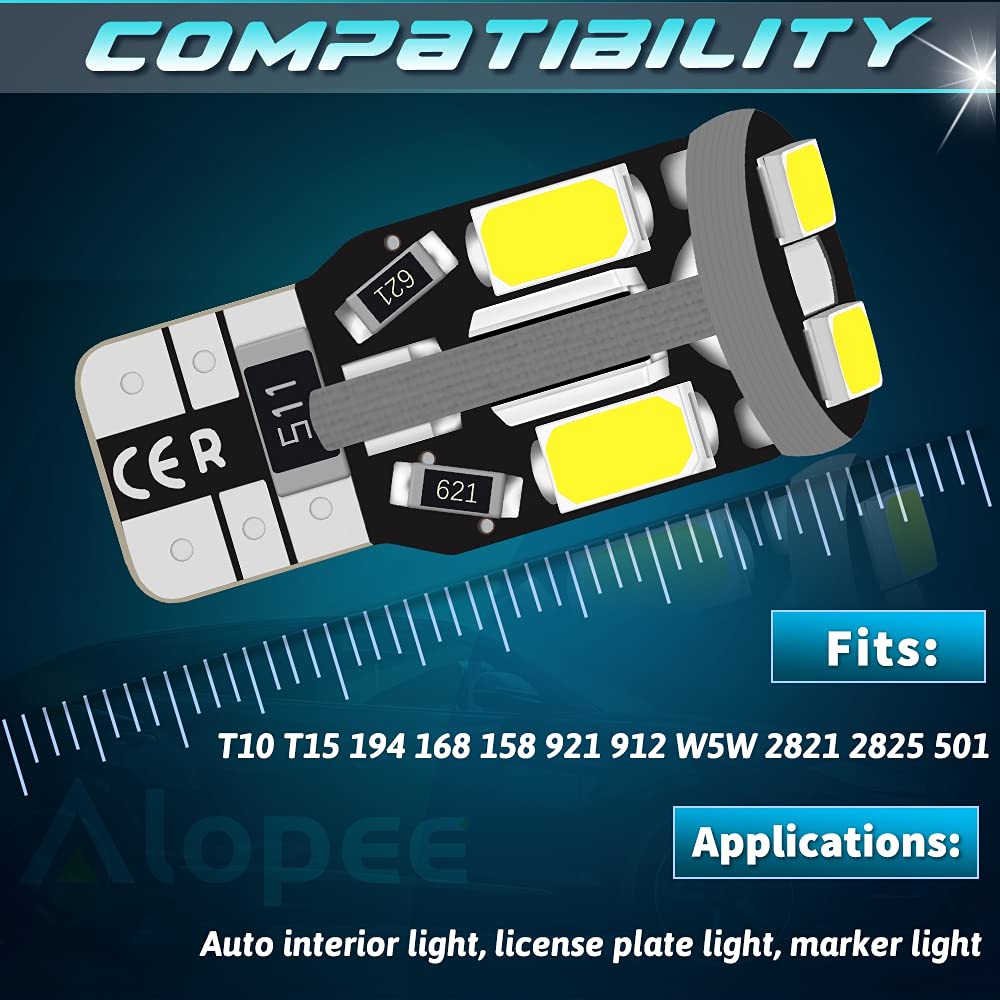Ampoules LED T10 Canbus 34 SMD 4014 – Sans Erreur, 600% Plus Lumineuses, Pour Feux Intérieurs Voiture, 2 Pièces - 5
