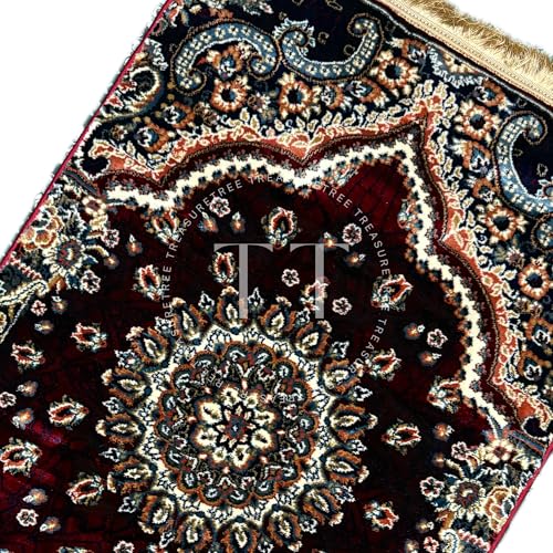 Image of Deluxe Velvet Heavyweight Prayer Mat | Elegant and Super Soft Design | Ideal for Muslim Prayers | Heavy Carpet Mat with Premium Softness and Luxurious Design. (Maroon)