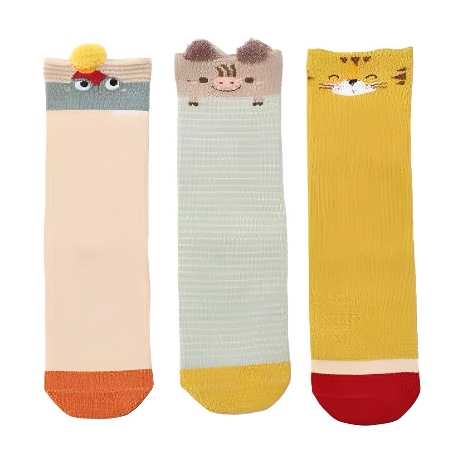 Baby Boys 3 Pairs Baby Cotton Long Tube Over-The-Knee Socks - Spring And Autumn, Suitable For 0-24 Months Old(Multi Tiger)-image-33