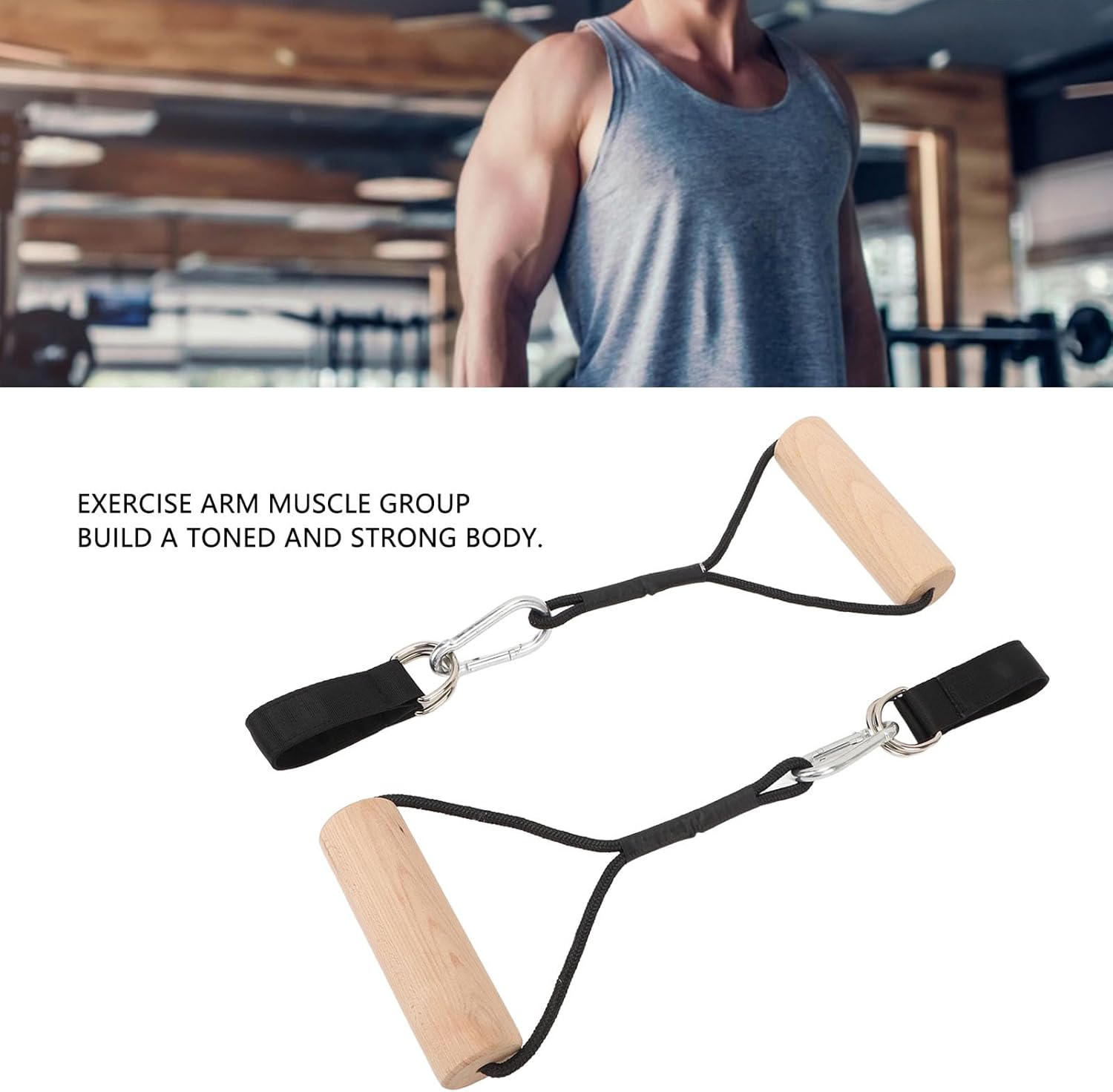 Wooden Gymnastic Rings Portable Pull Up Handles Arm Strength Trainer Hanging Rings with Storage Bag for Outdoor Home Gym Workout Training