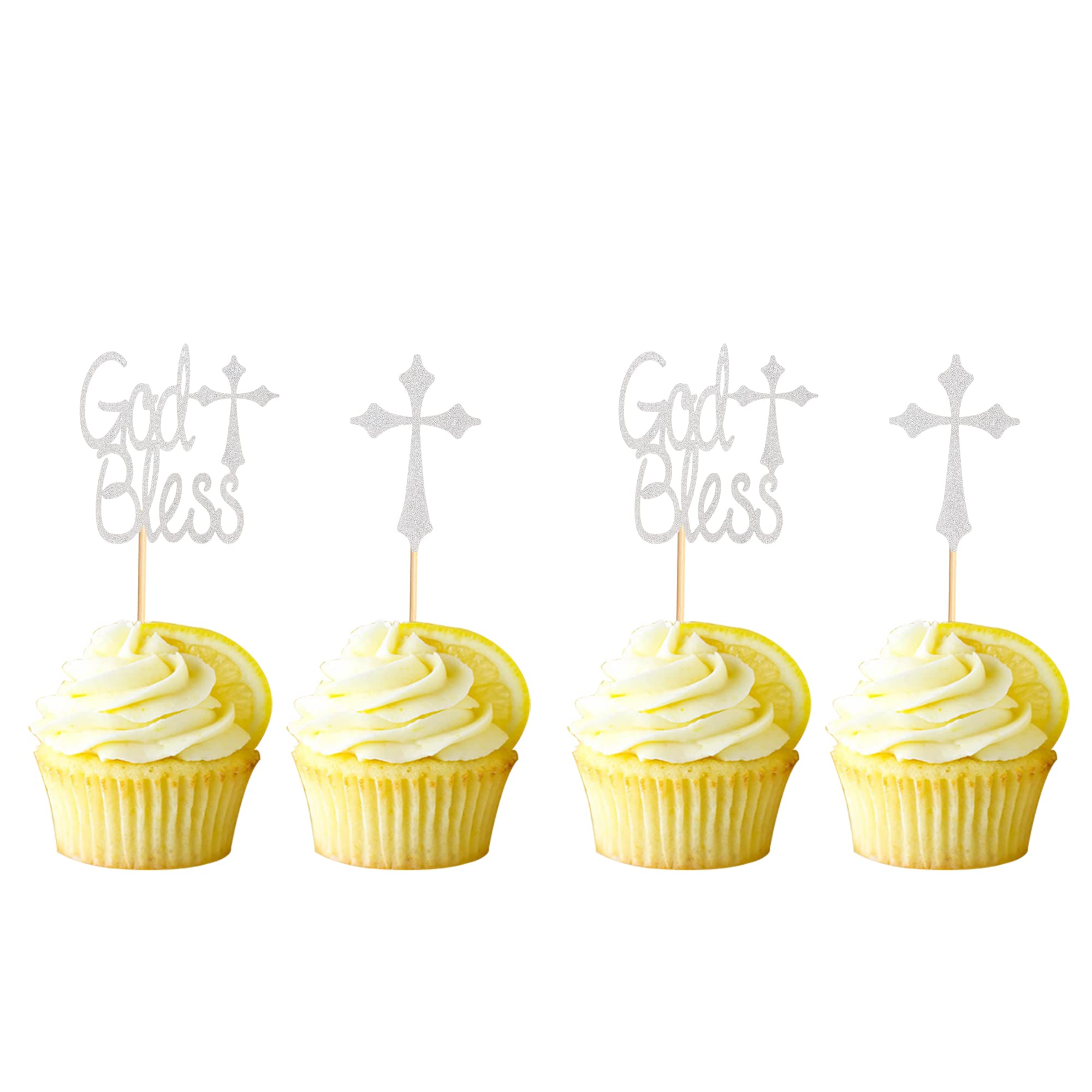 24x Goldene Glitzer-Kreuz Tischaufsätze – Doppelseitig Glänzend, Ca. 24.5cm Lang, Für Taufe & Religiöse Partys
