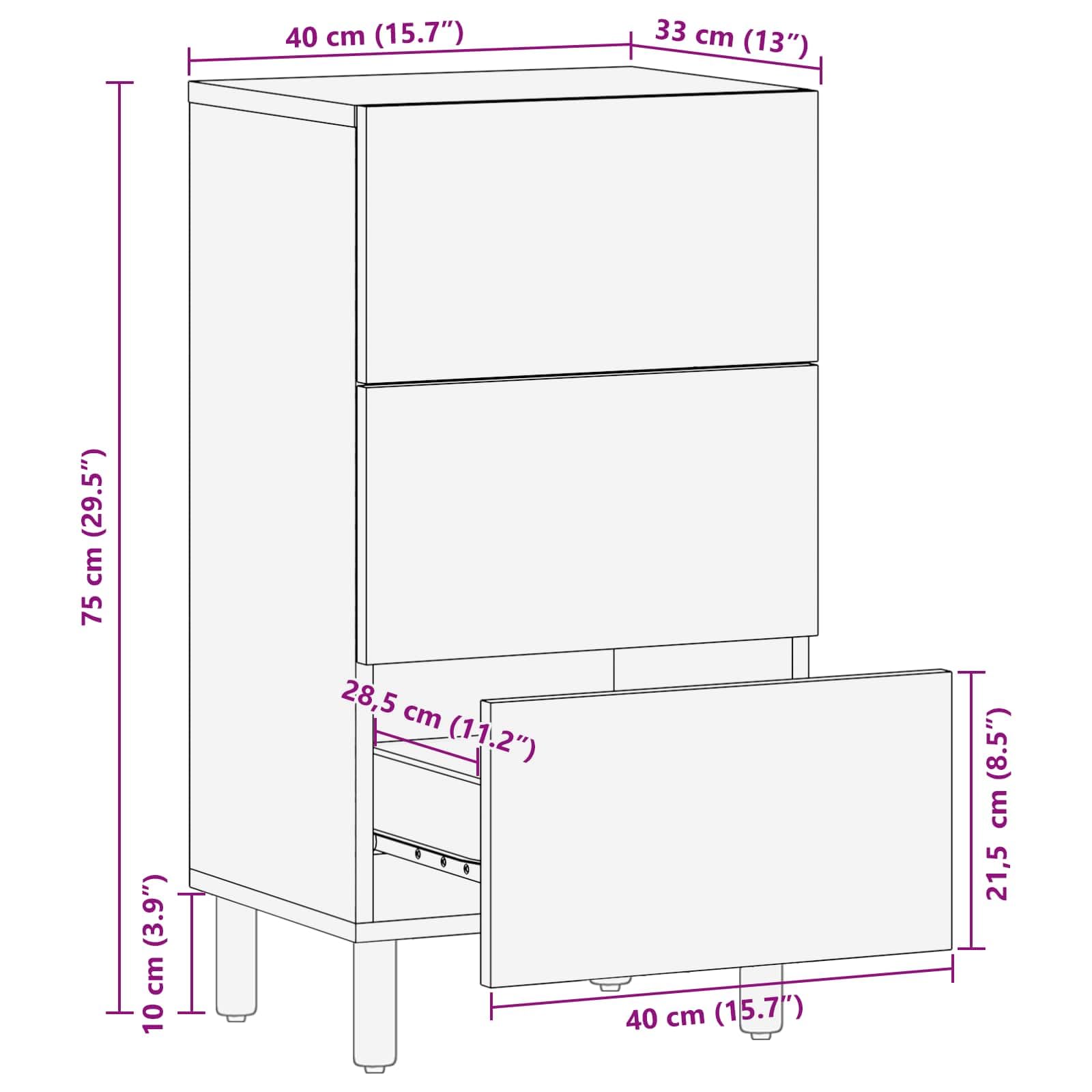 vidaXL Sideboard mit Speicher Akazienbraune Oberfläche 40 x 33 x 75 cm