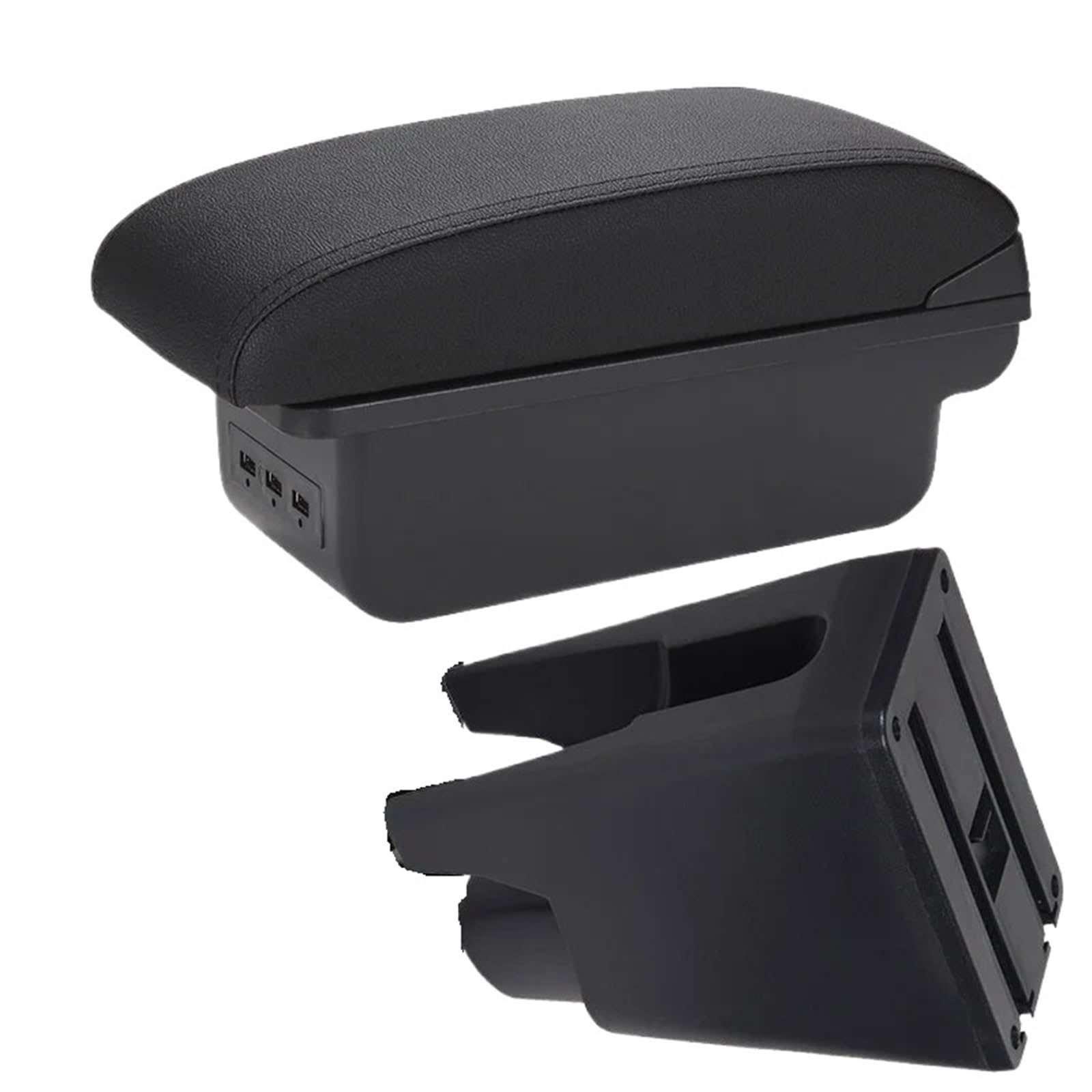 JMOLXURI Car Armrest Box For Citroen For C1 For Peugeot 107 For Toyota For Aygo BJ Armrest Box Car Accessories Store Center Console(B2 Black line 3USB)