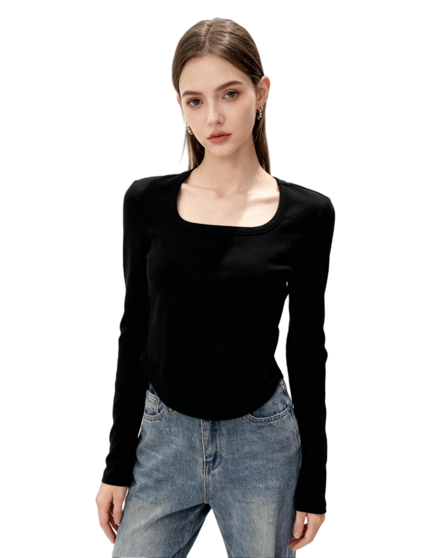 venzina Women's Thermal Top Double-Sided Fleece Long Sleeve T-Shirt Warm Soft Stretchable Slim Fit Base Layer for Fall & Winter I Casual, Office-picture-22