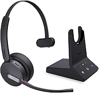 Yealink WH64 Teams Mono DECT Bluetooth Wireless Headset - 606ft Range, 3X Noise Cancelling Mic, 26H Talk Time for Office & PC