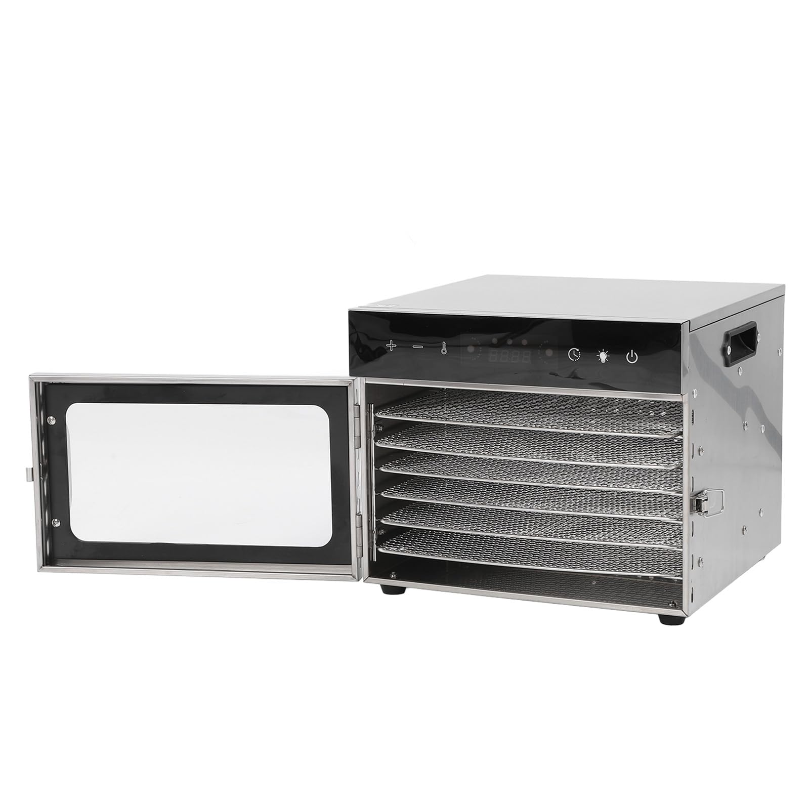 Fdit Disidratatore Alimenti 6 Vassoi in Acciaio Inox, Timer Digitale Controllo Temperatura 70-190°F per Carne Secca, Frutta, Snack per Cani, Prevenzione Surriscaldamento, (Spina europea 220 V)