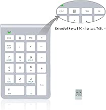 2.4G Number Pad, Alcey Wireless 22 Keys Multi-Function Numeric Keypad Keyboard with 2.4G Mini USB Receiver for Laptop/Desktop/PCs/Notebook, Silver - coolthings.us