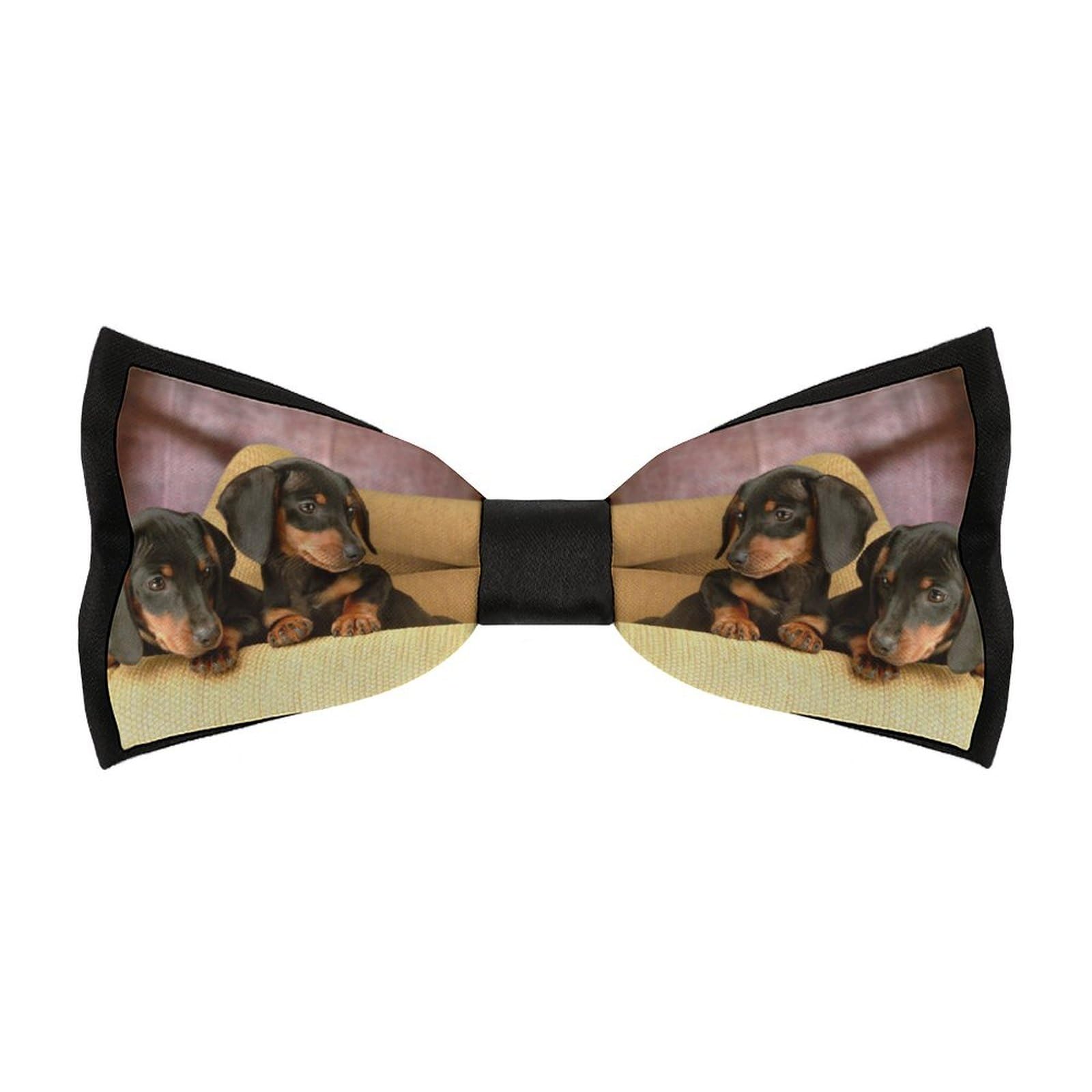 Lyfthologen Men's Pre-Tied Bow Tie,Cute Dachshund Bow Tie, Adjustable Neck Bowtie for Parties