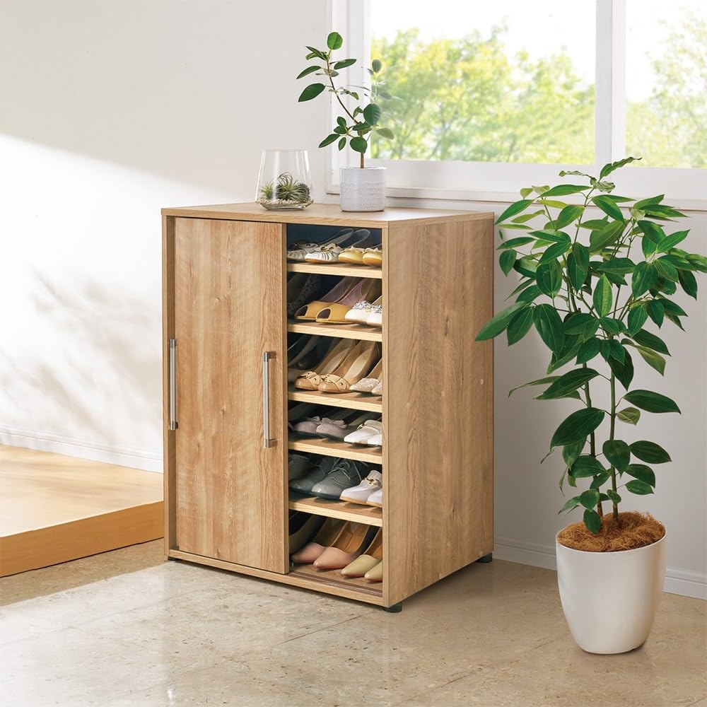 Amazon｜ディノス 下駄箱 玄関収納 シューズボックス 天然木調引き戸