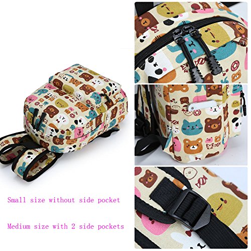 Zicac Children's Cute Canvas Backpacks Mini Rucksack Bag (M, Beige) #TOP4