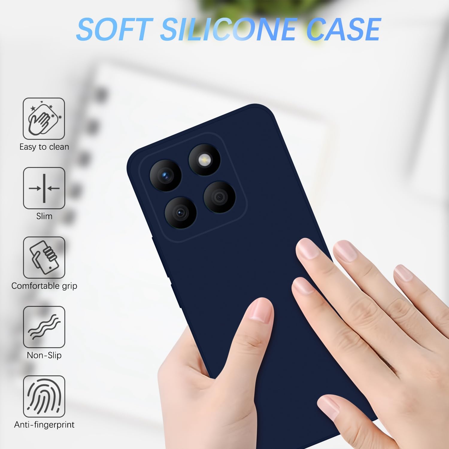 Tveinan for Honor X6b Case, Ultra Slim Thin Soft Silicone Cover, Flexible TPU Shell Shockproof Phone Case for Honor X6b, Dark Blue - Image 4