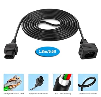 Extension Cables 7P for Nintendo NES Classic Controller, 2 Pack 6FT Extending Cords for Original (1985) Nintendo NES Game Controller Accessories