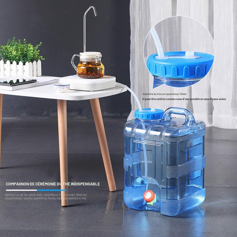 Starnearby Bidon d'eau avec Robinet, Réservoir d'eau Potable, Jerrican Alimentaire Camping, Conteneur d'eau sans BPA avec Robinet de Rechange, Tuyaux, Brosse pour Camping, Randonnée (15 L)