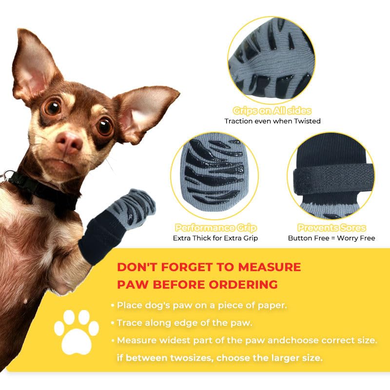 Image of AutoStory 4 Pcs Non Slip Dog Cotton Socks to Prevent Licking Paws, Double-Sided Grip Anti-Skid Paw Protectors for Hardwood Floors,Hot /Cold Pavement Traction Control for Small Medium Large Dogs - (XL)