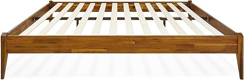 Miniatura 5 de Bme Dinkee Marco de cama característico de 15 pulgadas sin cabecero - Estilo moderno y minimalista con madera de acacia - 12 soportes de listones de