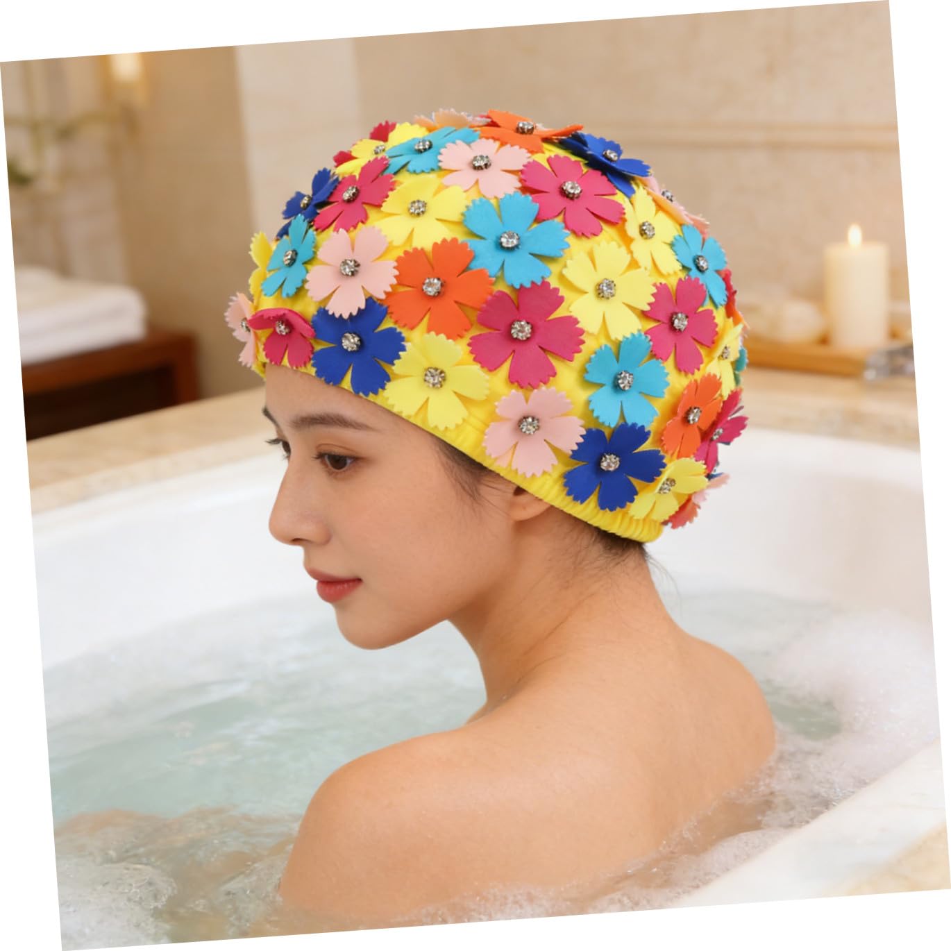 TOYANDONA Sombrero De Pétalo Gorro De Baño Mujer Cabello Baños Tapa De Baño De Baño Gorro De Natación Pétalos Chicas Sombreros para Mujer Gorra De Baño Flores Playa Vistoso Nylon