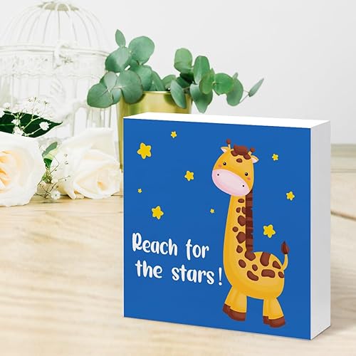 Miniatura 6 de Letreros de madera inspiradores para niños, caja de madera con texto en inglés "Reach for the Stars", decoración de escritorio, decoración de Be
