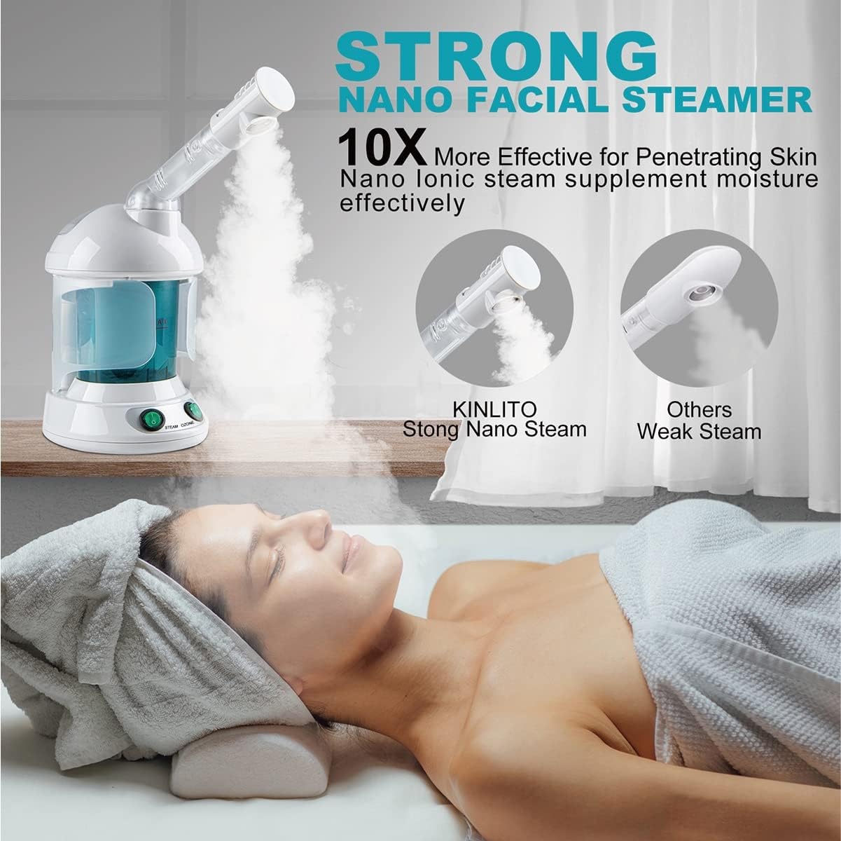 Vaporizador facial con ozono con brazo giratorio de 360 grados, humidificador, elimina los poros de obstrucciones, puntos negros, vaporizador facial portátil para el cuidado personal en casa o salón