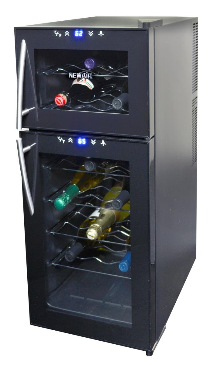 NewAir Wine Cooler Refrigerator, Dual Zone Mini Wine Fridge with Temperature and...