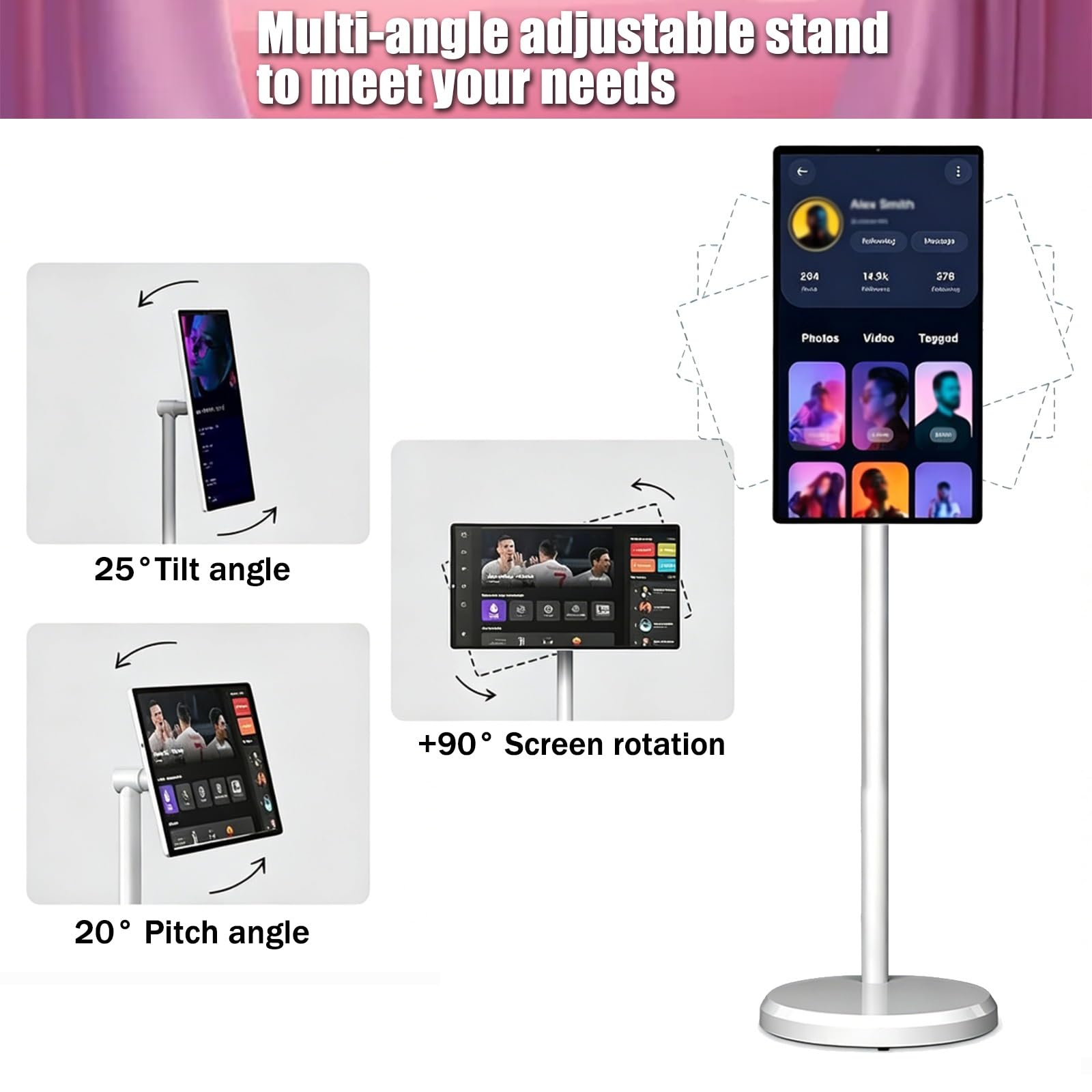 TV Portatile Intelligente 21.5/24/27/32 Pollici, con Batteria ad Alta capacità, Telecamera HD e Bluetooth, Operativo Android, 4GB+64GB/8GB+128GB, Schermo Touch(32inches,8GB+128GB)