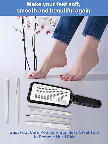 Miniatura 7 de Lima de pie profesional para pies, rallador de talón, rallador de piel muerta dura, callos y pedicura, lima de pies y 5 limas de pedicura