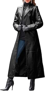 Amazon.com: ZWRXW Women's Leather Trench Coat Full Length