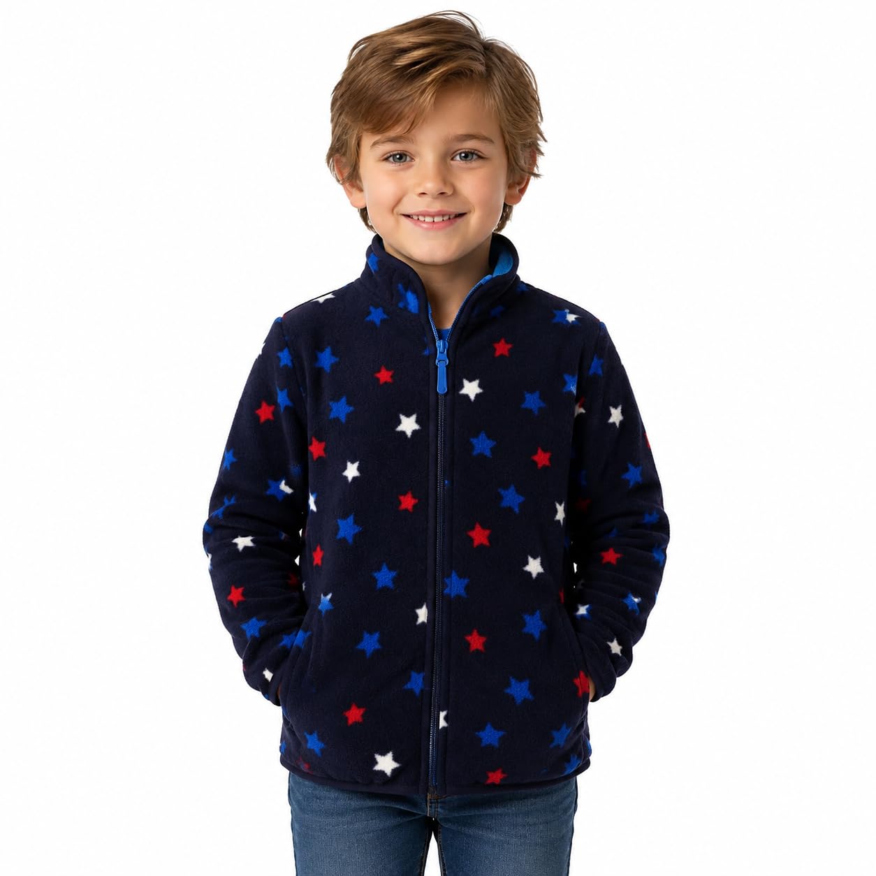 Toddler Boys Girls Fleece Jacket Lightweight Fall Spring 2-12 Years | Soft Anti-Pilling Fleece, Lightweight Fit, Easy Zip-Up, Hand-Warm Pockets, Windproof Stand-Up Collar, Wear Alone or as Layer
