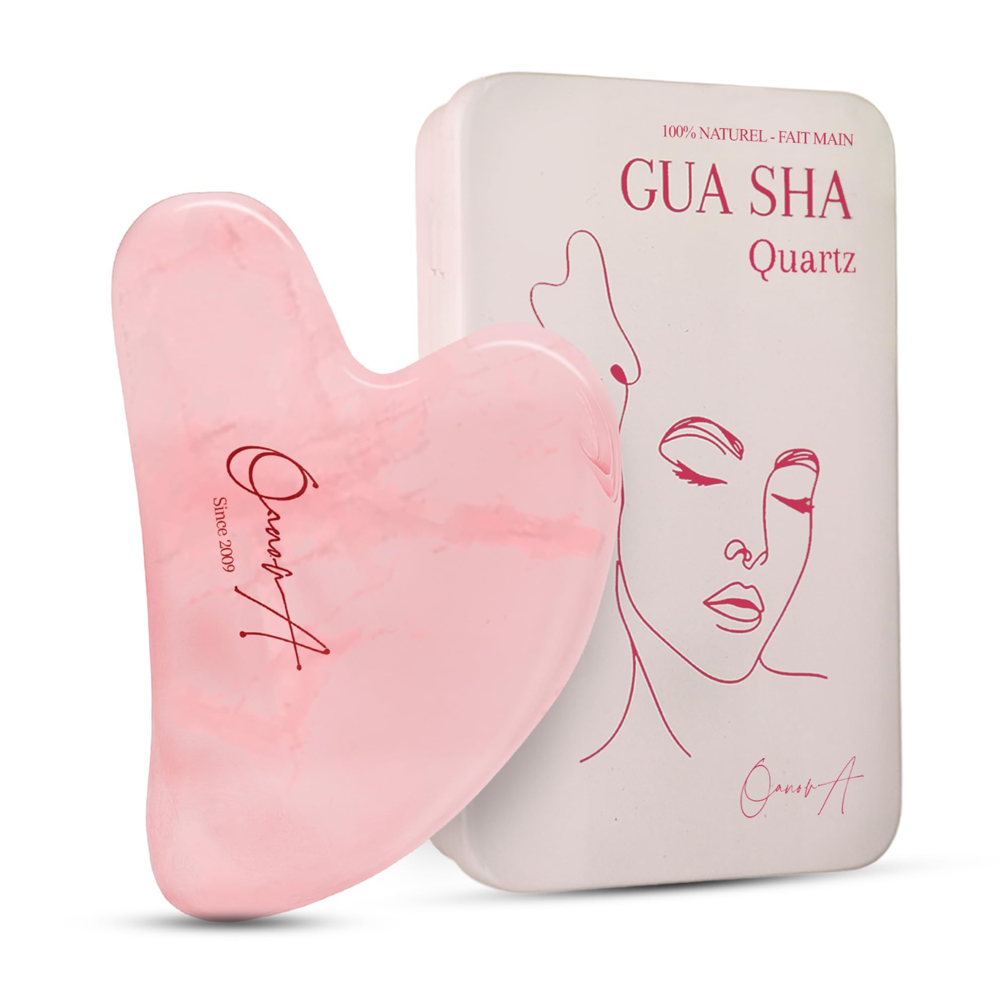 Gua Sha Viso | Pietra Quarzo Rosa Premium | Massaggio Anti Ride & Drenaggio Linfatico | Guasha | Gasha | Face Shaper | Affina Il Viso [OanovA] Quarzo Rosa Gua Sha