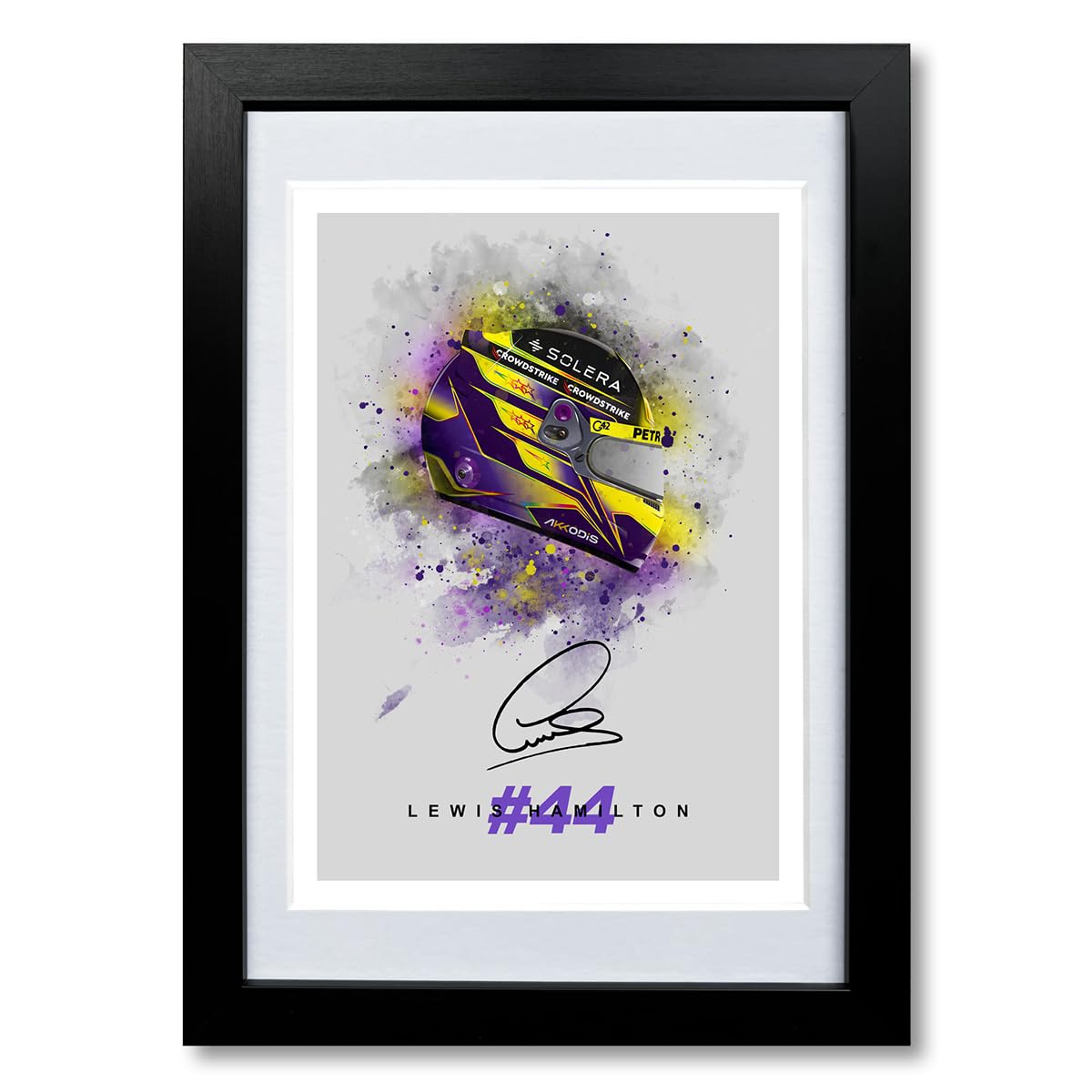 Mounted Gifts Trading A4 Framed & Mounted 2024 Lewis Hamilton 2025 Signed Helmet Photo Poster Print Autograph Framed Memorabilia Ferrari F1 Gift (A4 Framed & Mounted 2024)