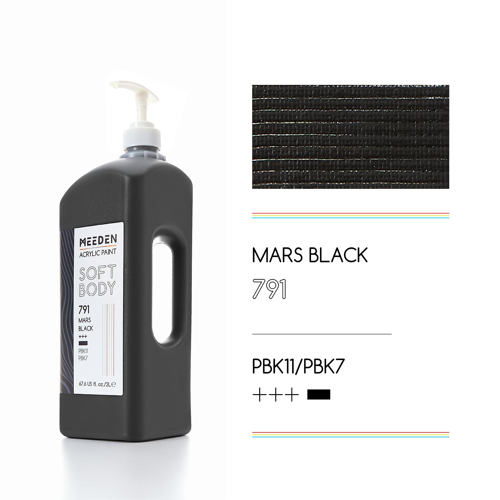 MEEDEN Vernice acrilica fluida: Marte Nero - 2L/69oz Pittura Artista Liquido Verde Bulk con Pompa - Finitura Stuoia e Alta Coerenza - Grande Fornitura Arte per Adulti, Tele, Artigianato