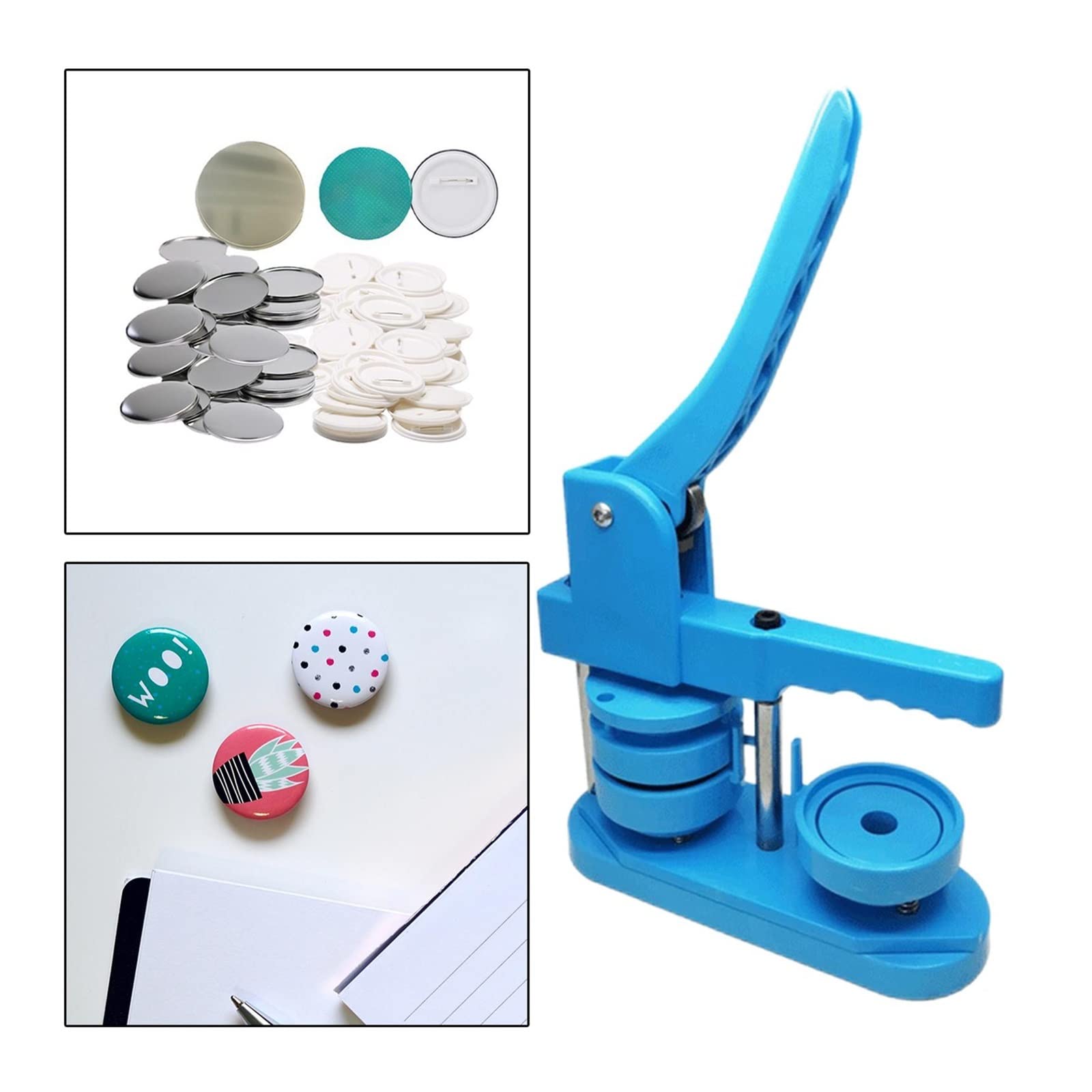 Perforadora de Insignias, Molde 58mm, fabricación Redondas Hechas a Mano, Insignia botón DIY con Pin, Suministros Botones en Blanco